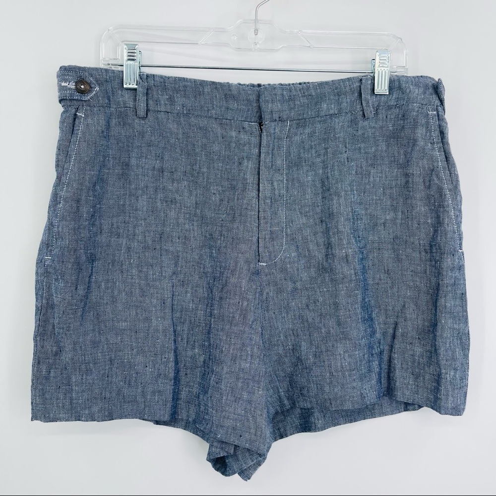 Lord‎ & Taylor linen high rise shorts flat front women's size 14